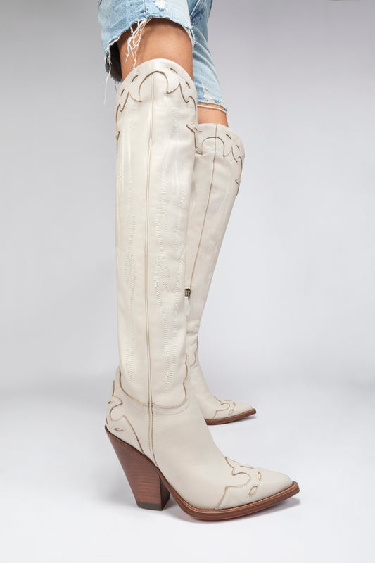 MELROSE Women's Over the Knee Boots in Cream Nappa