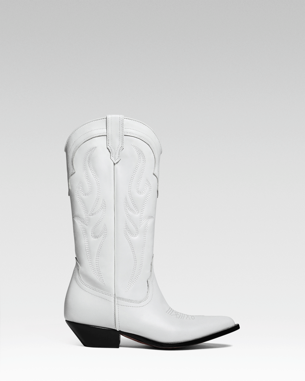 SANTA FE Women's Cowboy Boots in White Calfskin | On tone embroidery