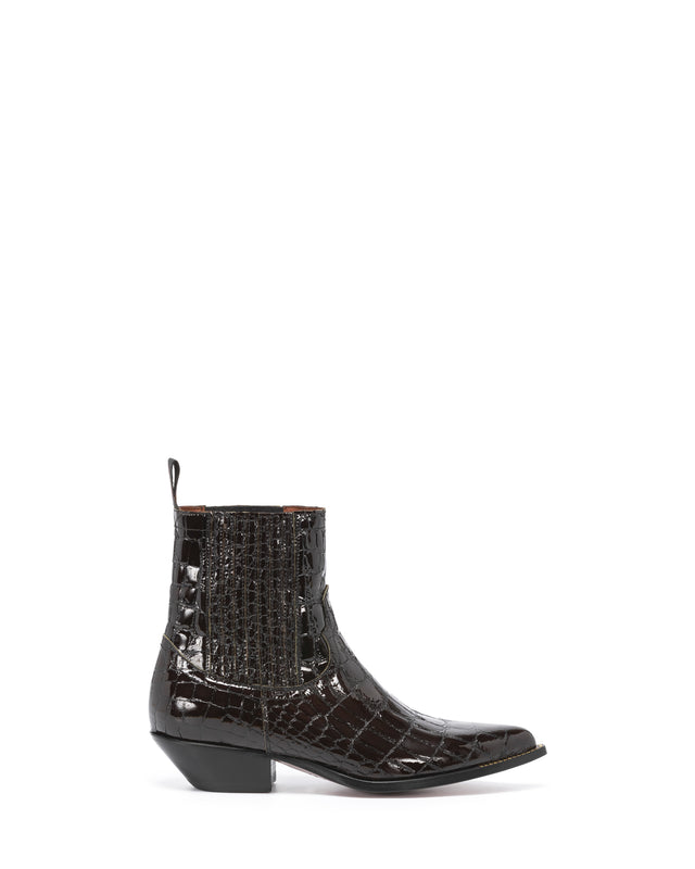 HIDALGO Men's Ankle Boots in Black Croco 01