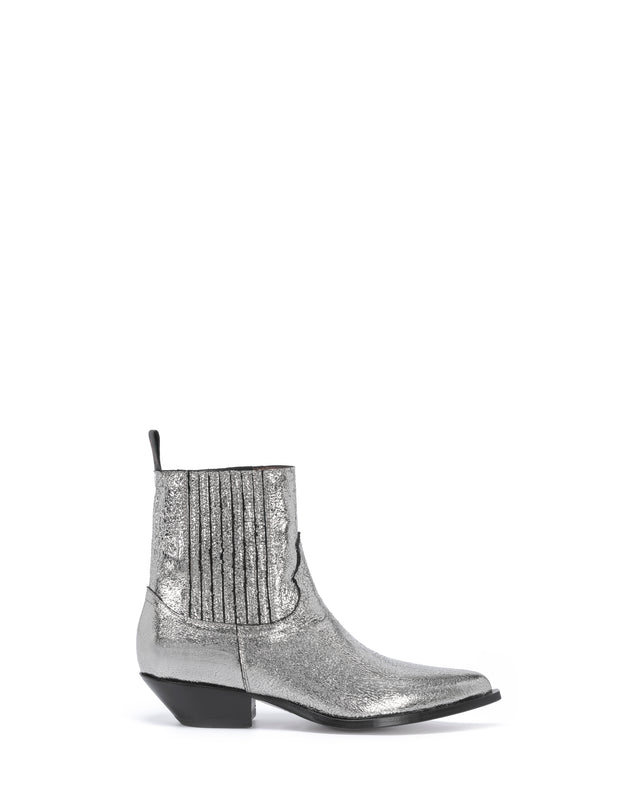 HIDALGO Men's Ankle Boots in Silver Laminated Leather
