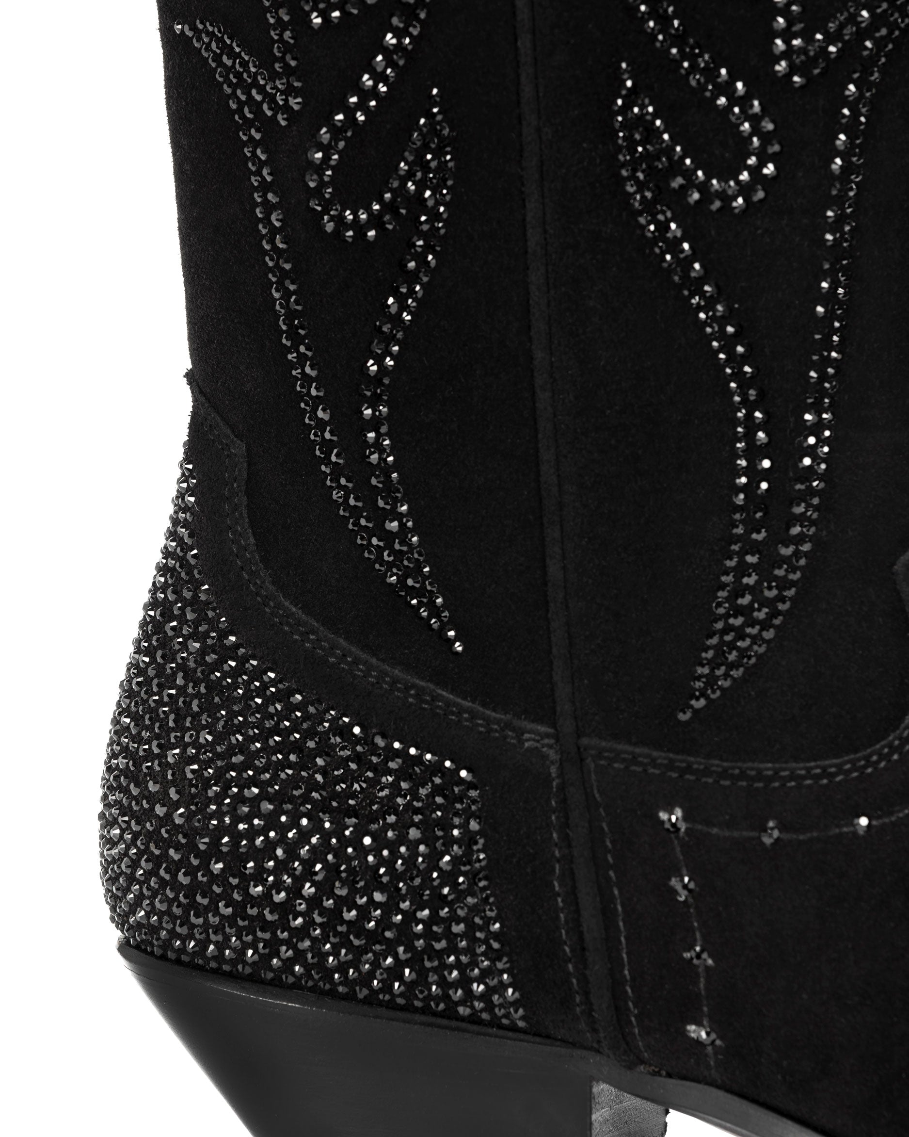    SANTA-FE-Women_s-Cowboy-Boots-in-Black-Suede-with-Black-Swarovski-Crystals_03_Detail
