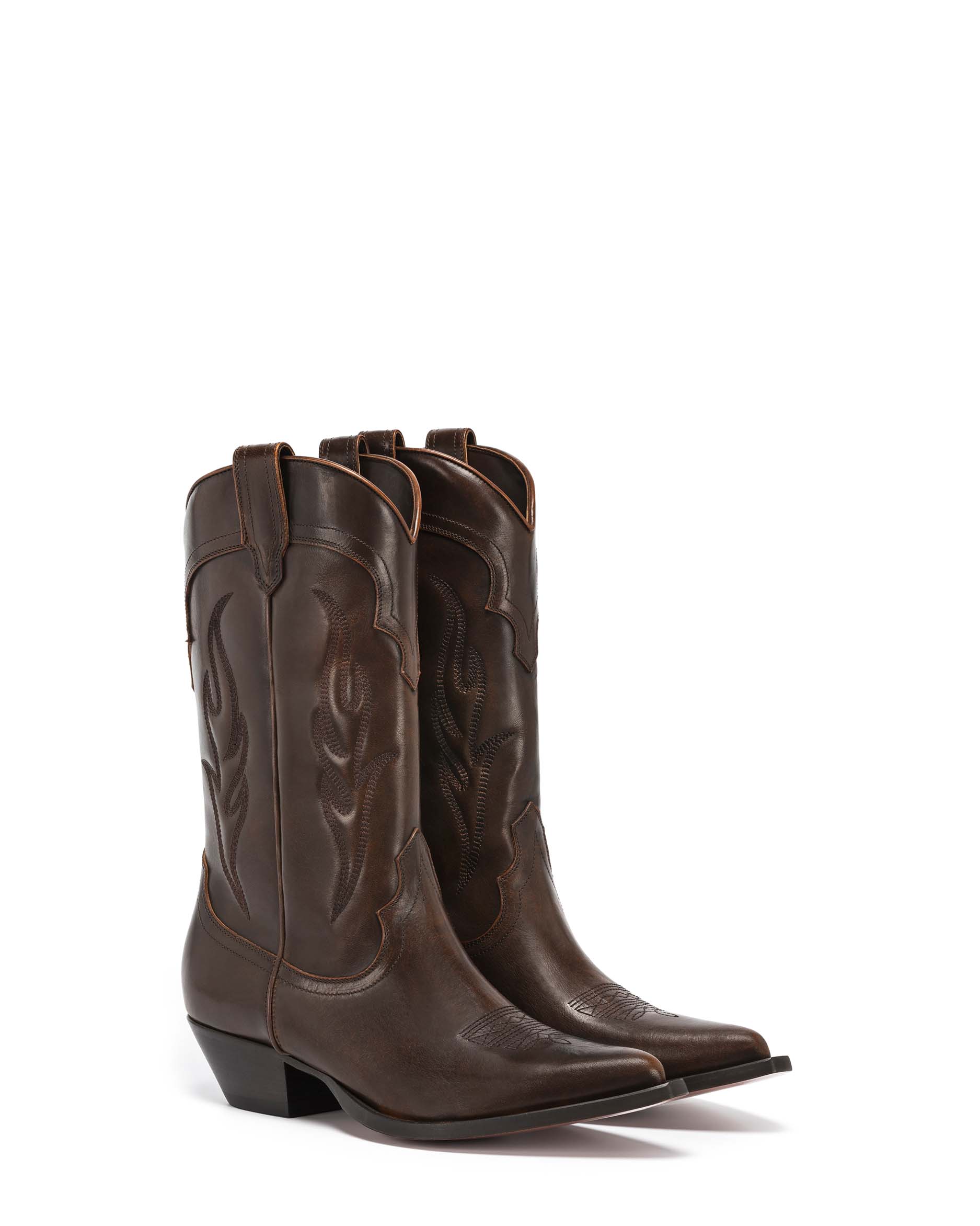 SANTA FE Men's Cowboy Boots in Brown Vacchetta | On Tone Embroidery_Front_02