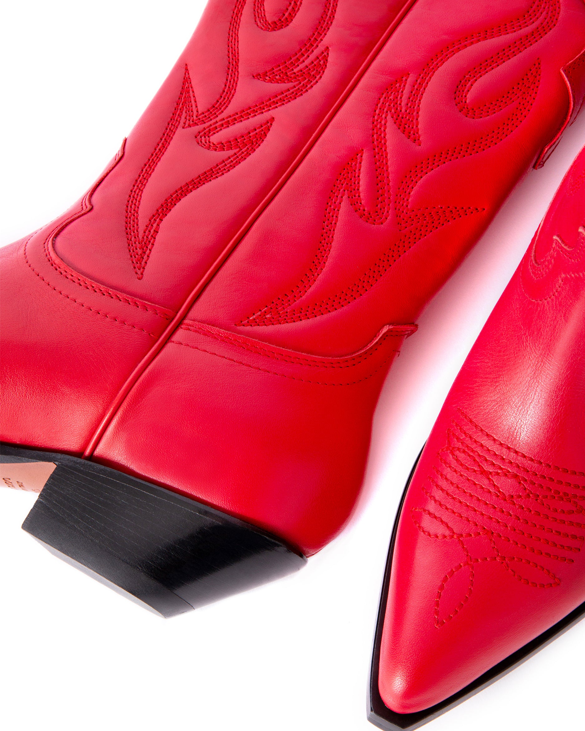 Santafe Women's Cowboy Boots in Red Sonora Calfskin | On tone embroidery 03