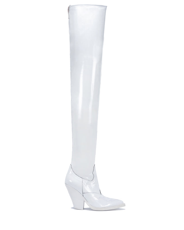VILLA HERMOSA FLAME Women's Over the Knee Boots in White Latex