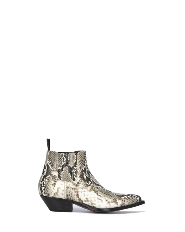 HIDALGO Men's Ankle Boots in Natural Printed Python_ Side_01
